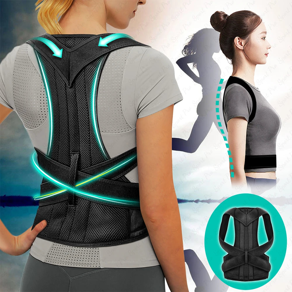 Adjustable Back & Shoulder Posture Corrector Belt – Full Spine Clavicle Support for Upper & Lower Back Pain Relief