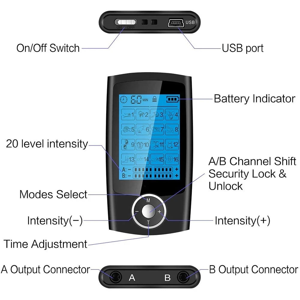 16 Modes TENS EMS Muscle Stimulator