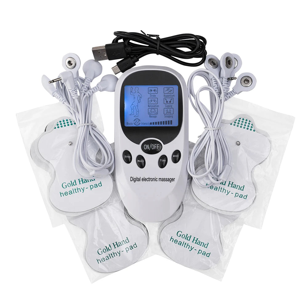 16-Mode Digital TENS + EMS Pulse Massager – Portable Electric Muscle Stimulator Device for Back & Neck Pain Relief at Home