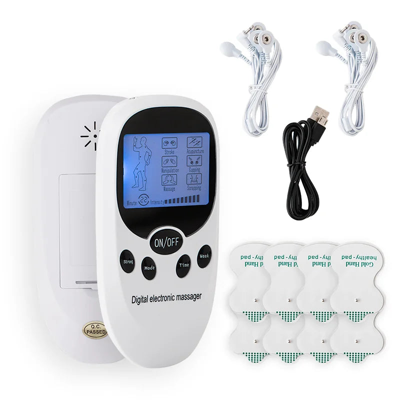 16-Mode Digital TENS + EMS Pulse Massager – Portable Electric Muscle Stimulator Device for Back & Neck Pain Relief at Home