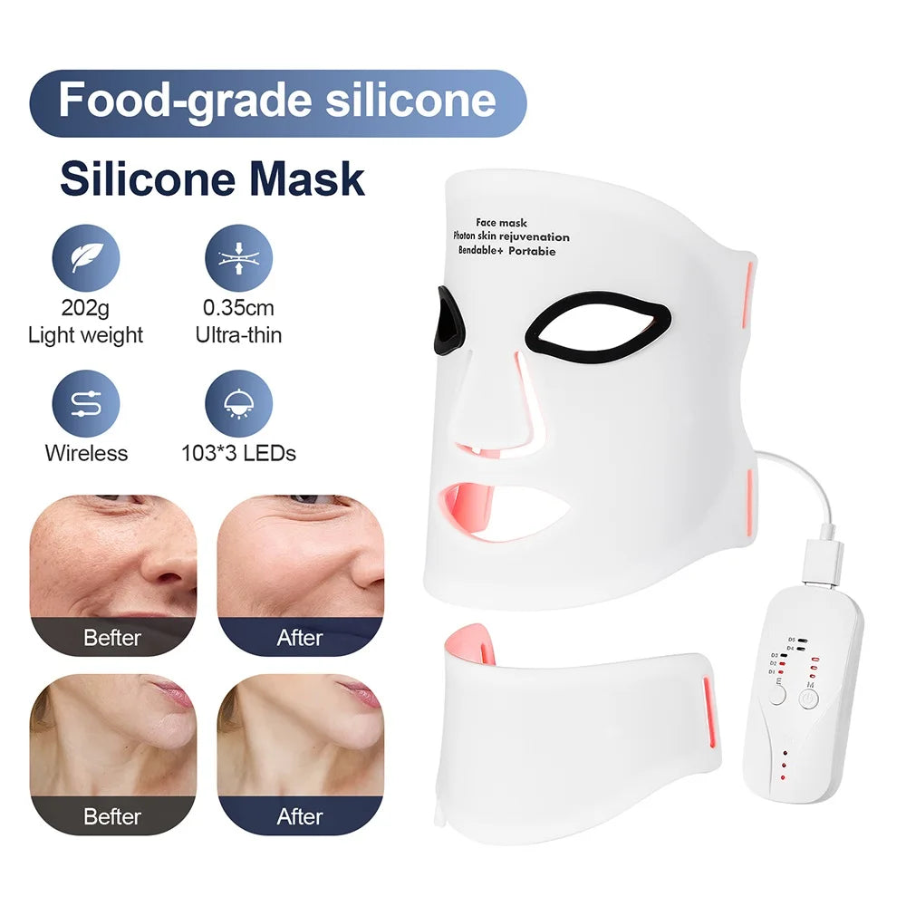 Wireless Silicone LED Face & Neck Mask – 7-Color Photon Therapy