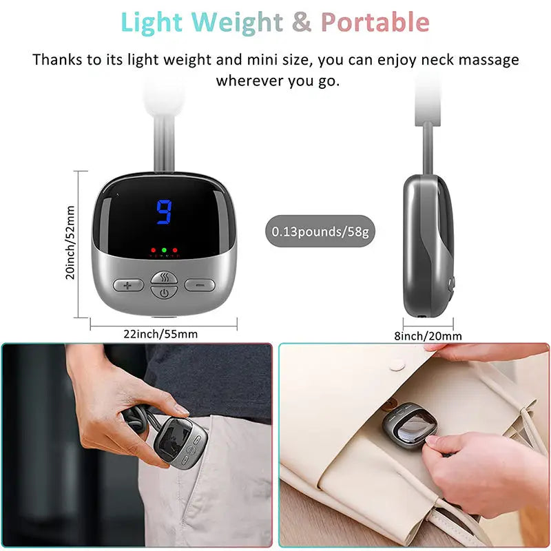 Mini Smart Hanging Neck Massager – Cervical Spine Relief with Heat & Portable Vibration Therapy