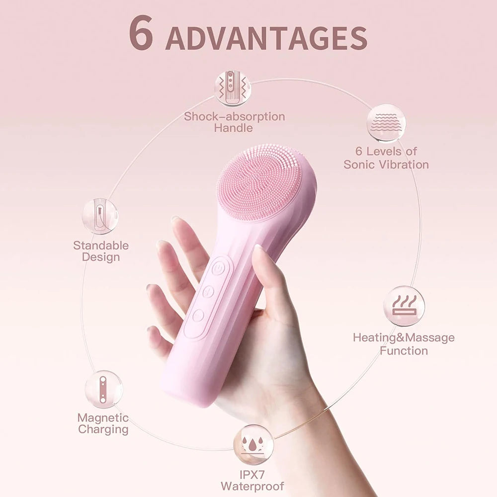 Sonic Facial Cleansing Brush – Waterproof Rechargeable Face Scrubber & Deep Pore Exfoliating Skin Care Tool