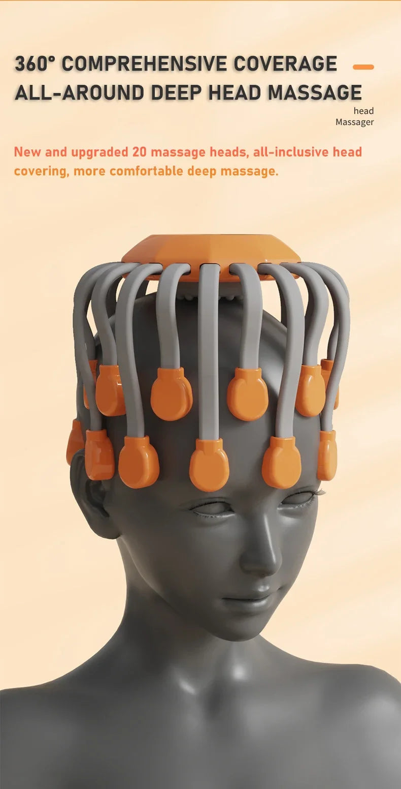 20-Head Scalp Massager with Red Light Therapy