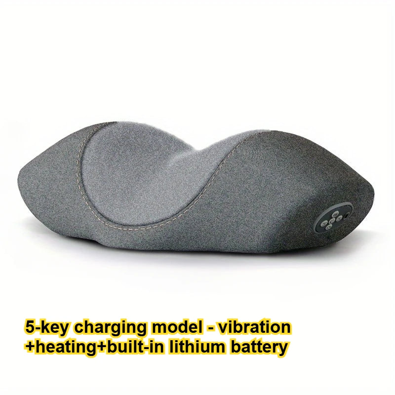 Vibrating Heated Neck Massage Pillow – 5-Point Charging Model with Built-in Lithium Battery for Sleep & Cervical Support