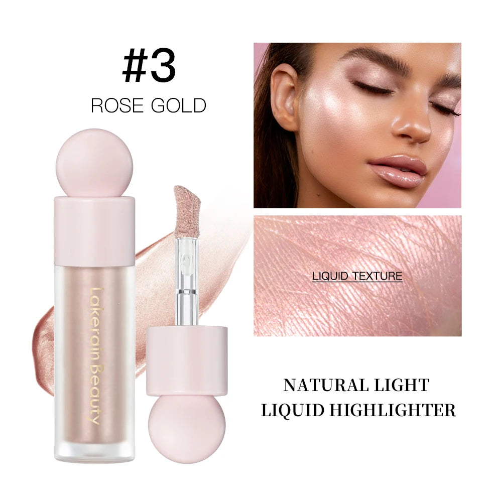Liquid Highlighter & Bronzer – 4 Color Face Contouring Shimmer Makeup, Illuminating Glow High Lighter Fluid