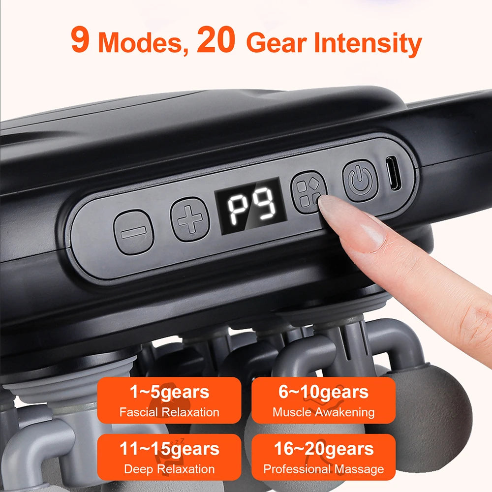 FlexiRelief™ 16-Head Fascia Massage Gun – High-Frequency Deep Tissue Body Massager