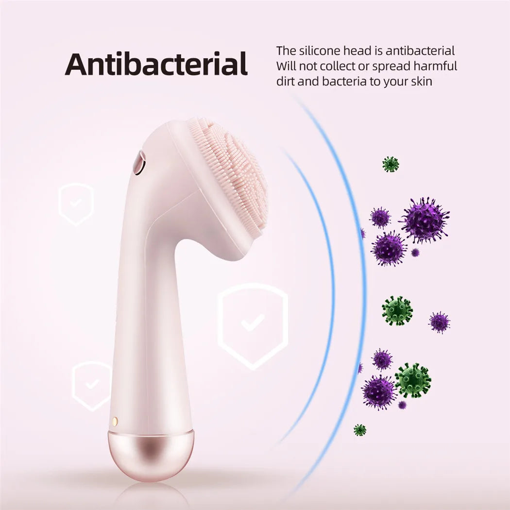 Electric Silicone Facial Cleansing Brush – Waterproof Rechargeable Vibrating Face Massager & Pore Cleaning Beauty Tool