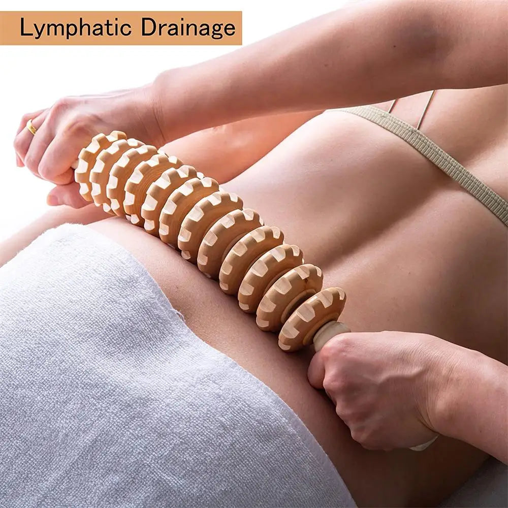 Curved Wood Massage Roller Stick – Lymphatic Drainage & Wood Therapy Tool for Anti-Cellulite & Body Sculpting (Maderoterapia Colombiana)