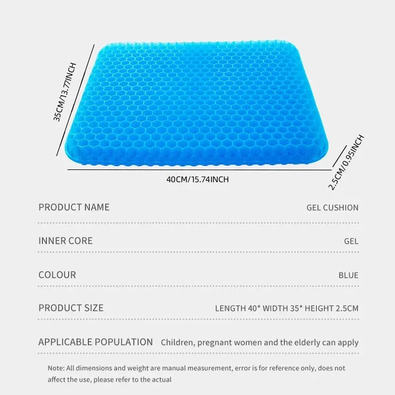 Gel Seat Cushion – Summer Breathable Honeycomb Design for Pressure Relief & Tailbone Pain Relief