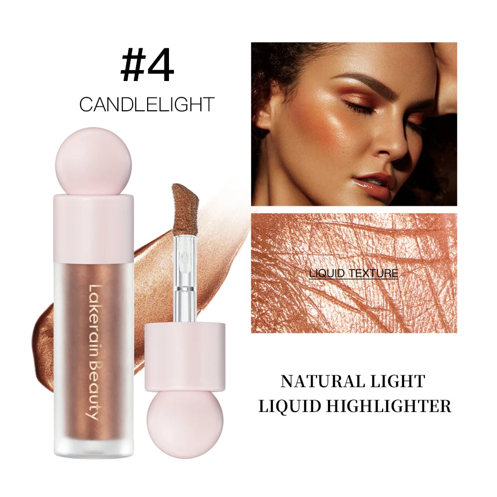 Liquid Highlighter & Bronzer – 4 Color Face Contouring Shimmer Makeup, Illuminating Glow High Lighter Fluid