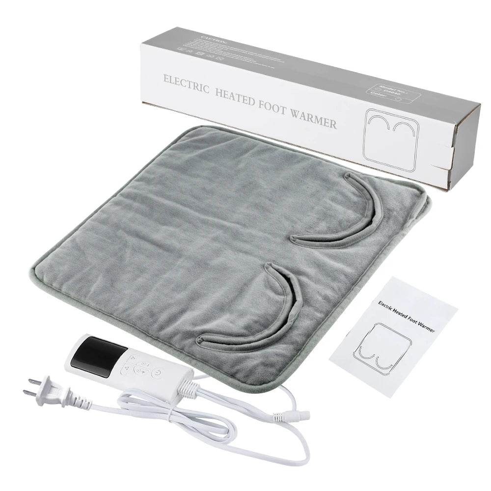 9-Gear Adjustable Plush Electric Foot Warming Mat – Washable USB Heating Blanket Pad