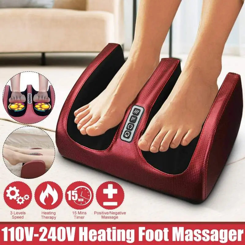 Electric Foot Massager – Shiatsu Kneading, Heating Therapy, Hot Compression, and Roller for Muscle Relaxation and Pain Relief