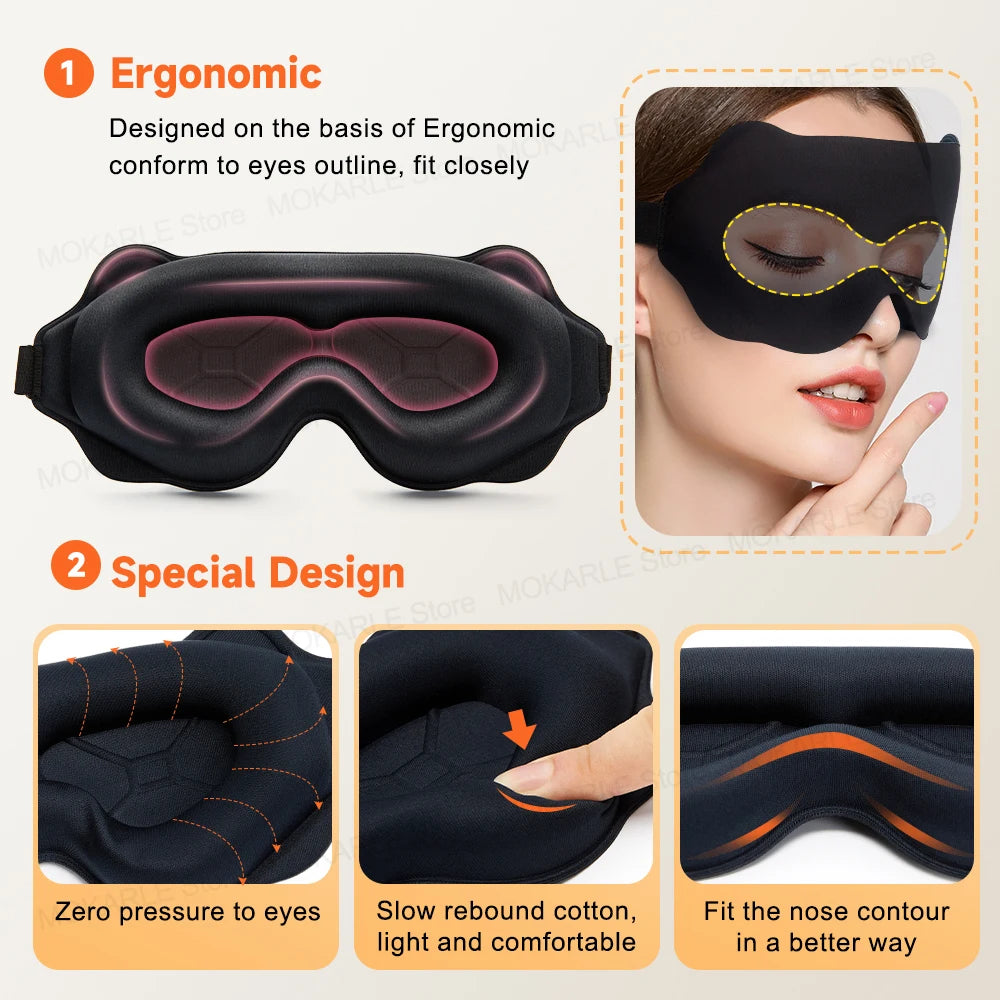 3D Sleep Mask – Blackout Eye Mask for Sleeping, Soft Breathable Travel Eyeshade & Night Sleep Aid