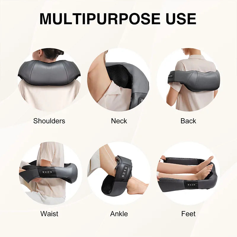 RelaxEase™ Shiatsu Neck & Back Massager with Soothing Heat – Electric Deep Tissue 3D Kneading for Shoulder, Leg & Body Relief
