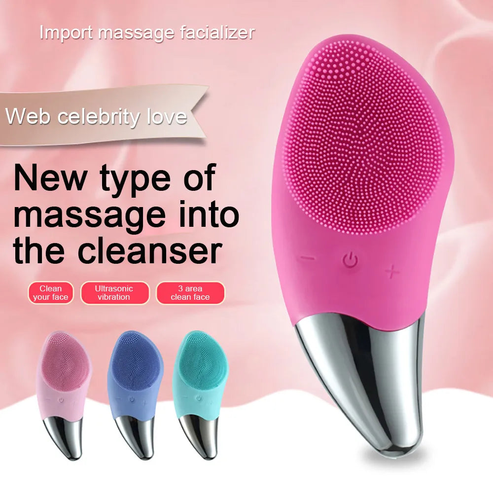 Waterproof Facial Cleansing Brush – Rechargeable Electric Face Scrubber & Exfoliating Cleanser Brush