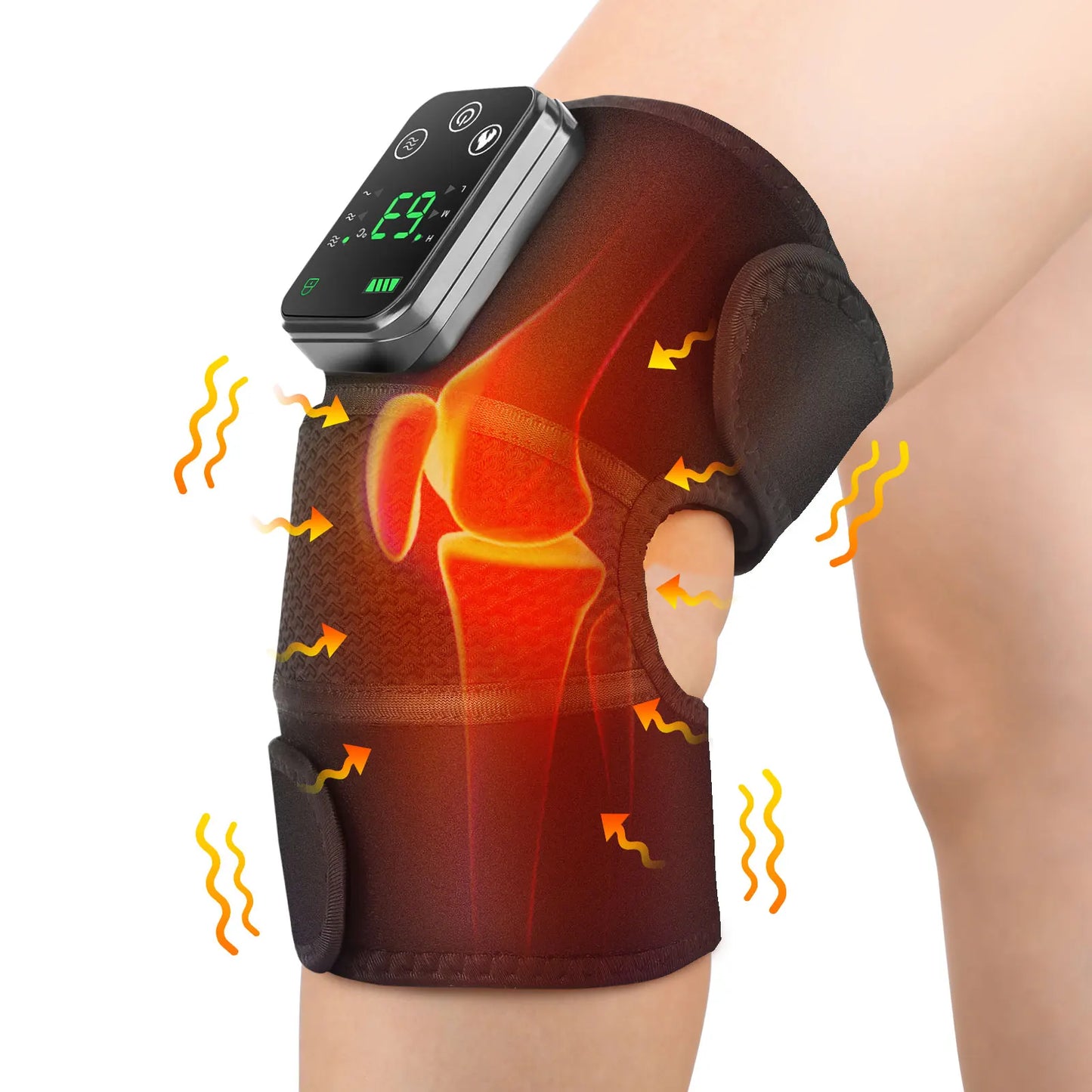 Rechargeable Heated Knee Massager – 3 Gear Vibration & Electric Heating Pad for Knee, Shoulder & Leg Pain Relief