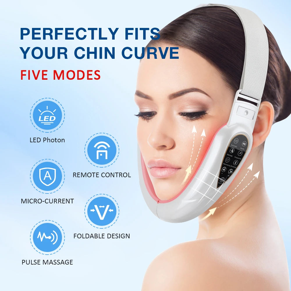 Rechargeable V Face Massager with LED Display – Portable Facial Beauty Device for Face Slimming and Skin Care