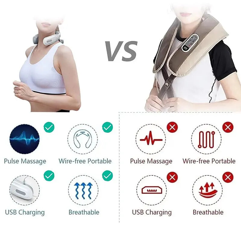 4-Head Neck Massage Machine – Heated Cervical Spine Massager with Vibration, Hot Compress & Breathing Light