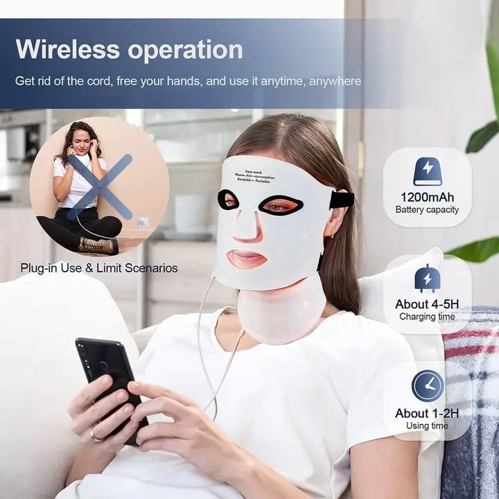 Wireless Silicone LED Face & Neck Mask – 7-Color Photon Therapy