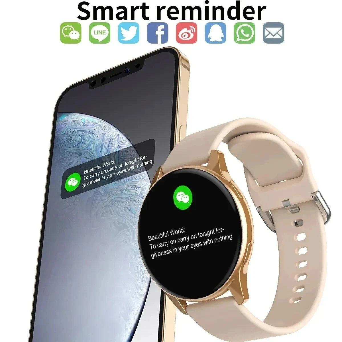 Wireless Charging Smartwatch (Unisex) — Bluetooth Calls, Health Tracking (HR, BP, SpO₂), Custom Faces, Waterproof