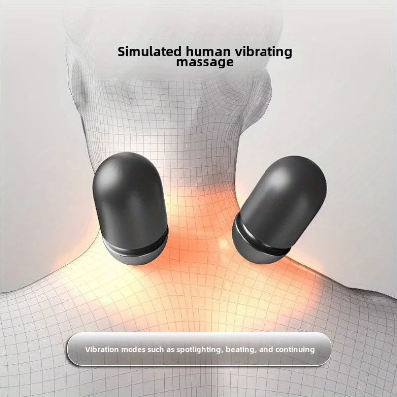 Vibrating Heated Neck Massage Pillow – 5-Point Charging Model with Built-in Lithium Battery for Sleep & Cervical Support