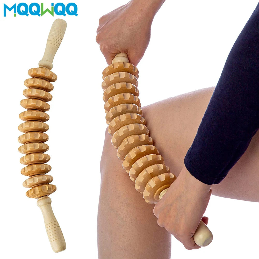 Curved Wood Massage Roller Stick – Lymphatic Drainage & Wood Therapy Tool for Anti-Cellulite & Body Sculpting (Maderoterapia Colombiana)