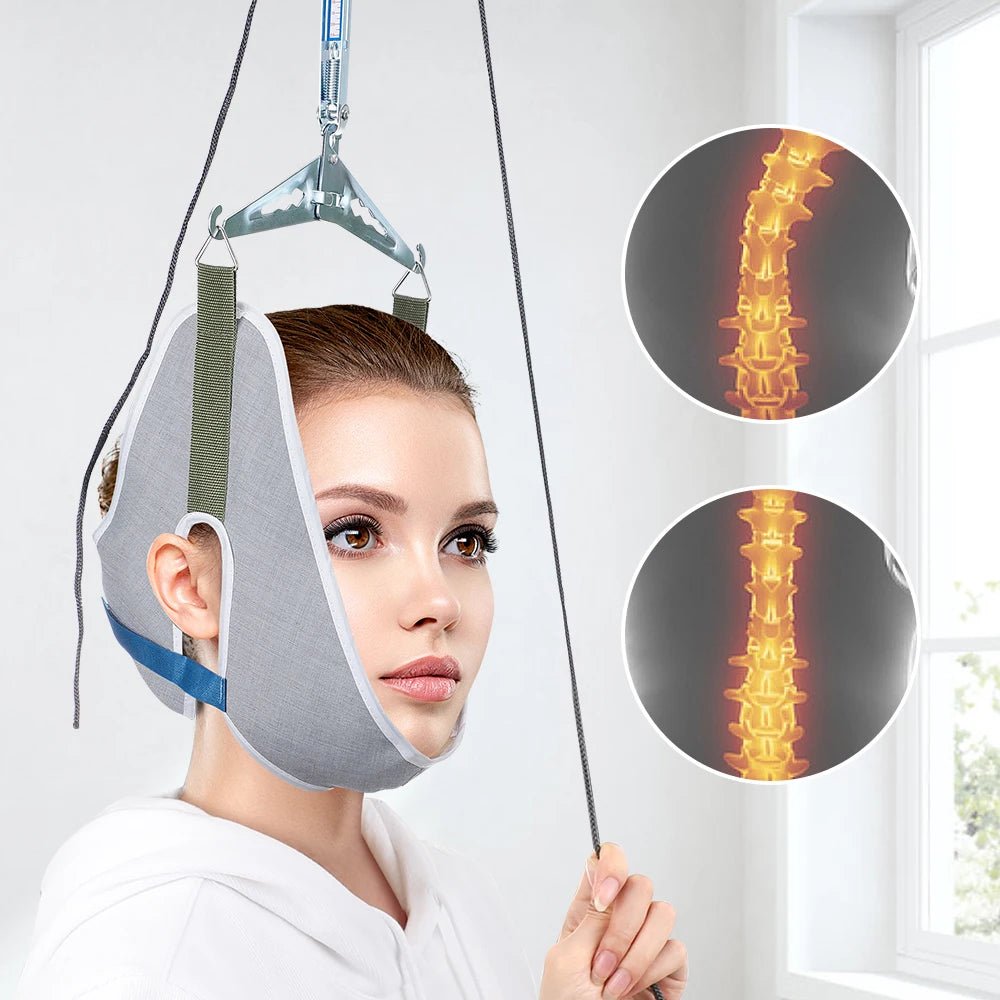 Over Door Cervical Traction Device – Adjustable Neck Stretcher Brace with Cushion Belt for Pain Relief & Spine Alignment