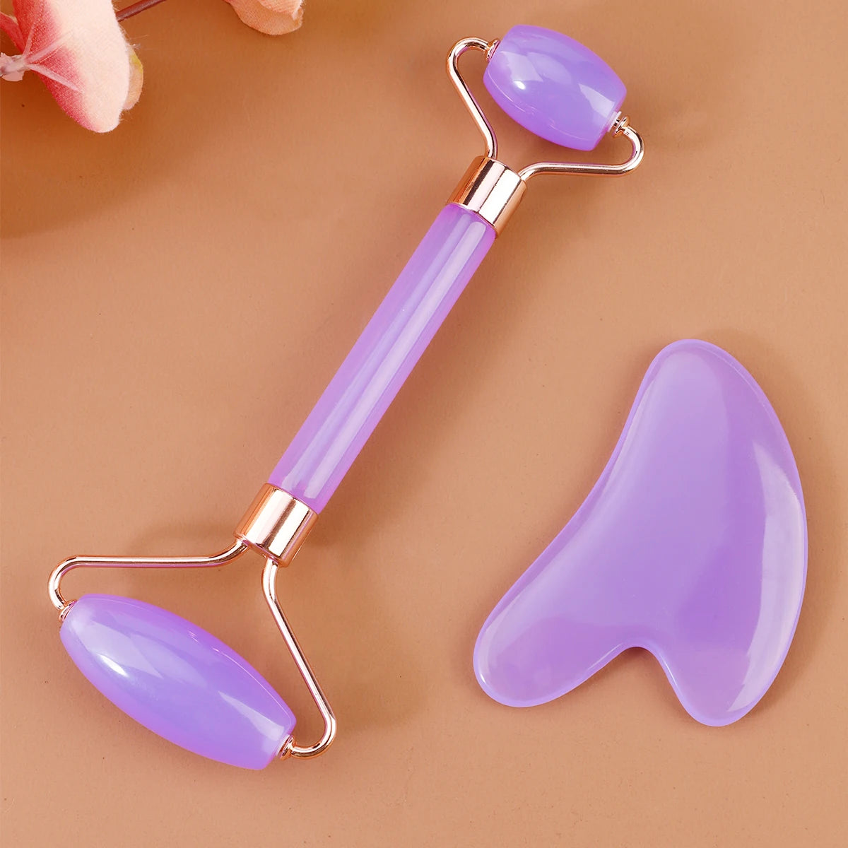 End Gua Sha Massage Roller and Facial Skin Lifting Scraper – Anti-Wrinkle Beeswax Stone Massager