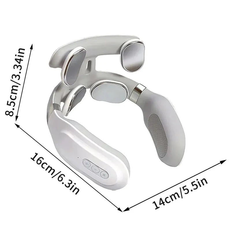 4-Head Neck Massage Machine – Heated Cervical Spine Massager with Vibration, Hot Compress & Breathing Light