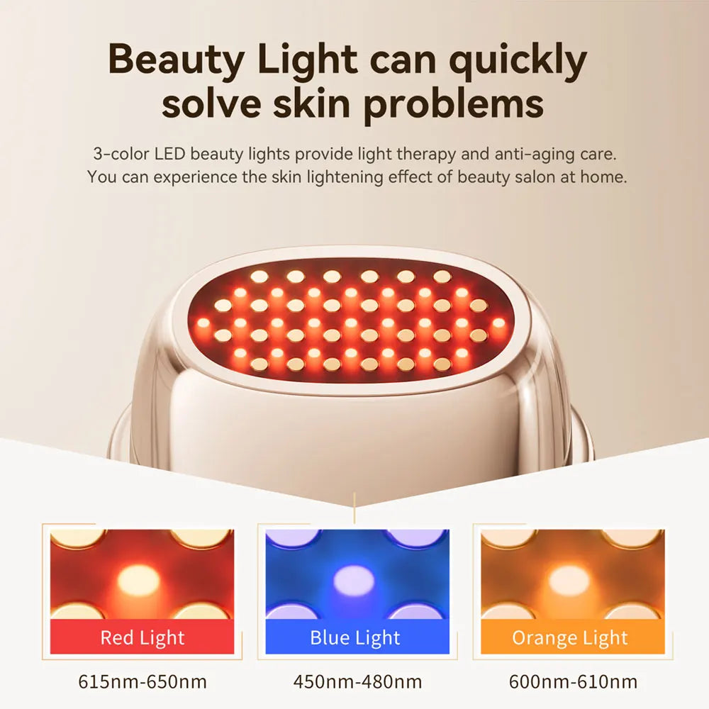 24K Gold Multi-Polar RF Beauty Device – EMS Facial Lifting, Skin Tightening & Anti-Aging Massager with 3-Color Light Therapy