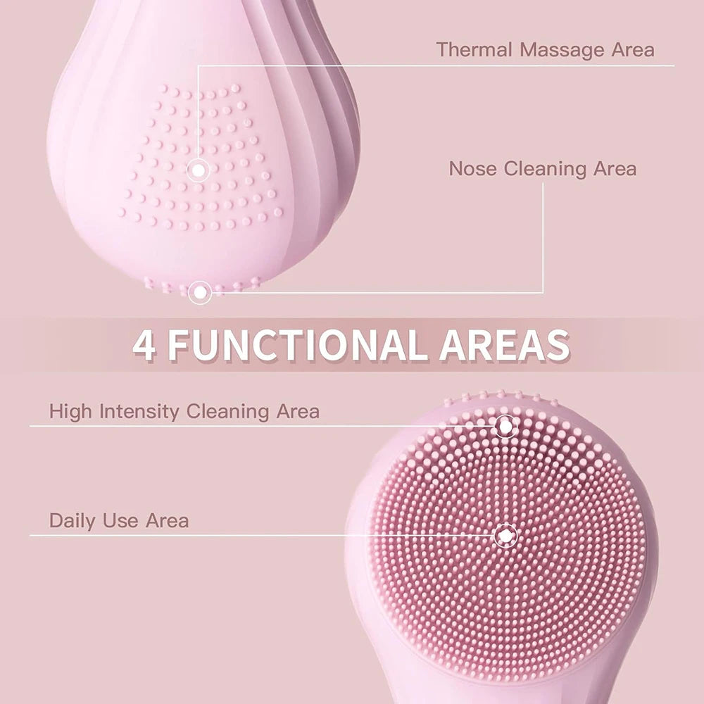 Sonic Facial Cleansing Brush – Waterproof Rechargeable Face Scrubber & Deep Pore Exfoliating Skin Care Tool