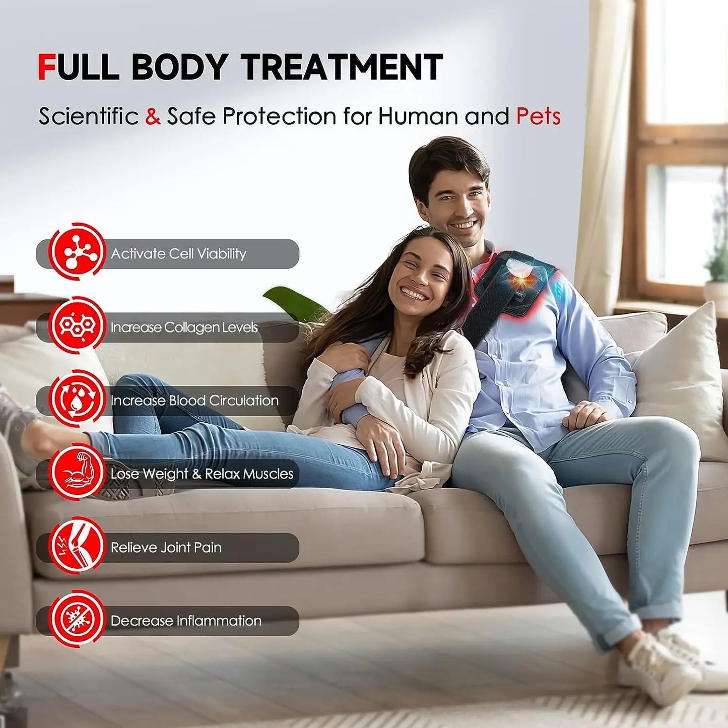 60-LED Red & Infrared Light Therapy Belt – 660nm & 850nm Fat Burning Slimming Wrap for Waist, Back & Full Body