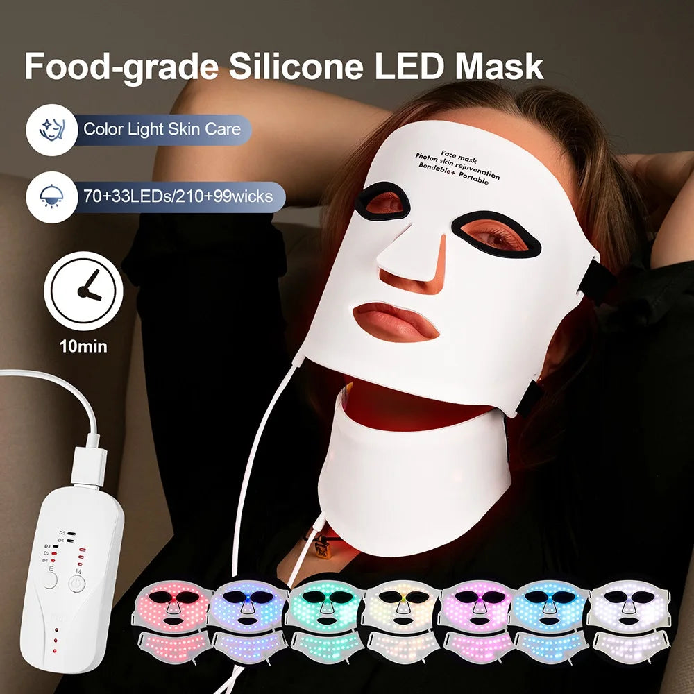 Wireless Silicone LED Face & Neck Mask – 7-Color Photon Therapy