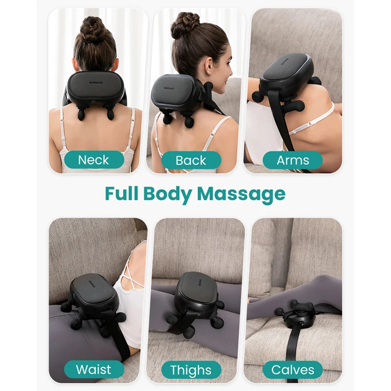 RelaxWave™ Cordless Shiatsu Neck & Shoulder Massager with Heat – Electric Deep-Tissue 6D Kneading for Neck, Back & Shoulder Relief