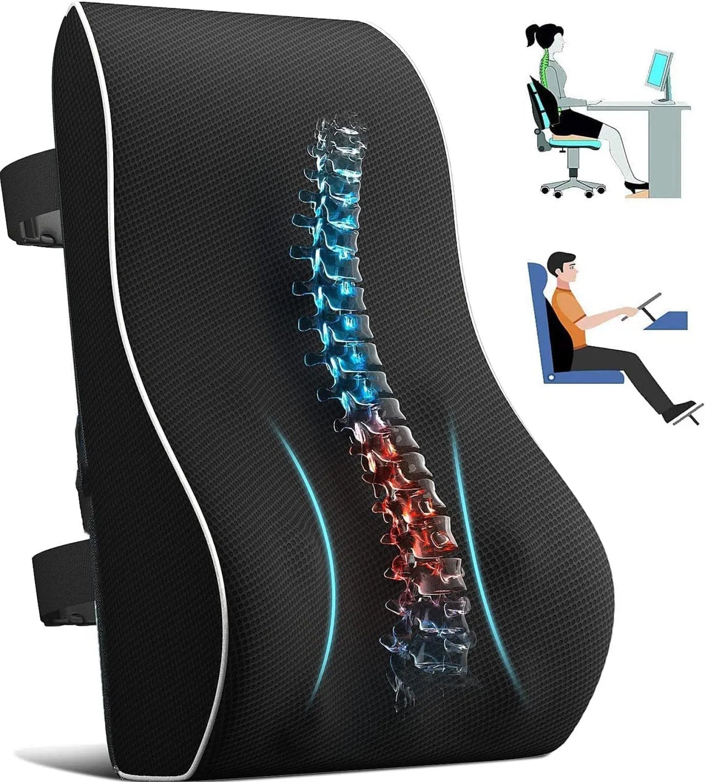 Memory Foam Car Seat Cushion – Non-Slip Lumbar Support Pad for Office & Gaming Chairs