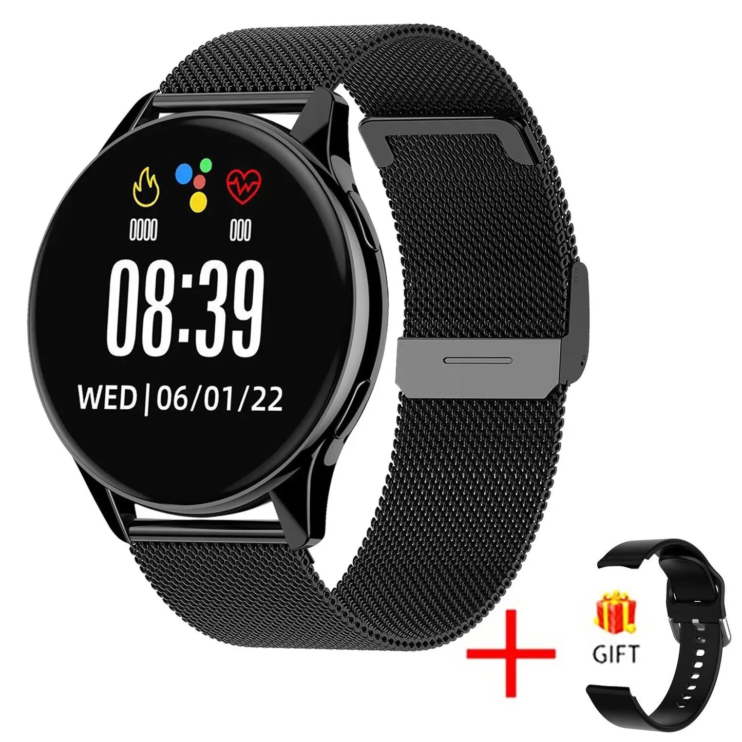 Wireless Charging Smartwatch (Unisex) — Bluetooth Calls, Health Tracking (HR, BP, SpO₂), Custom Faces, Waterproof