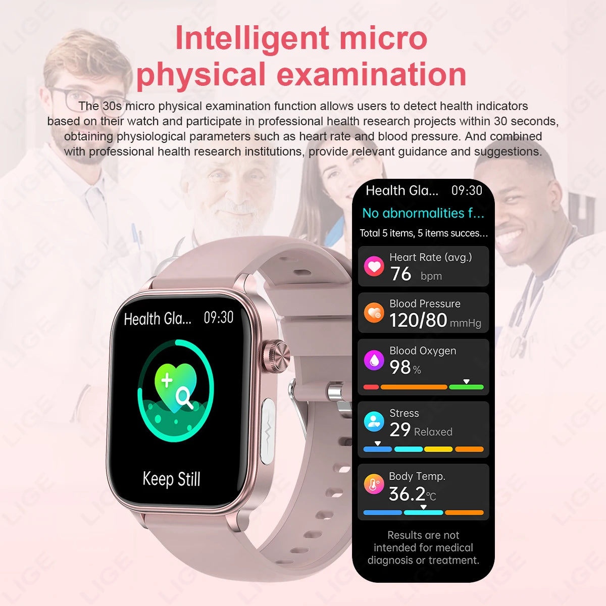 LIGE ECG+PPG Smartwatch – Women’s Health Tracker with Blood Lipid, Uric Acid, Body Temperature & Menstrual Cycle Monitoring