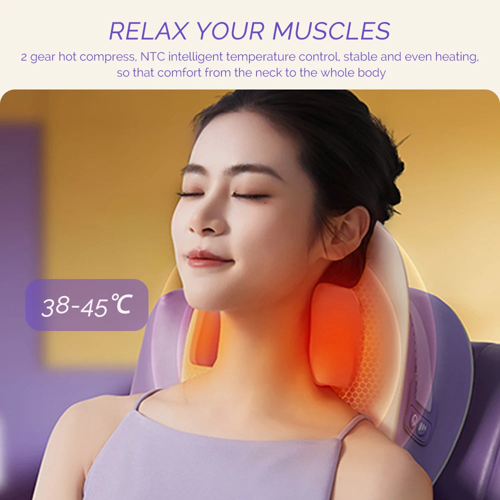Foreverlily 6D Rechargeable Neck & Shoulder Massage Pillow – Ergonomic Kneading Cervical Massager for Back, Waist & Legs