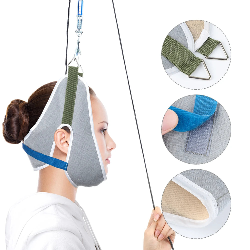Over Door Cervical Traction Device – Adjustable Neck Stretcher Brace with Cushion Belt for Pain Relief & Spine Alignment