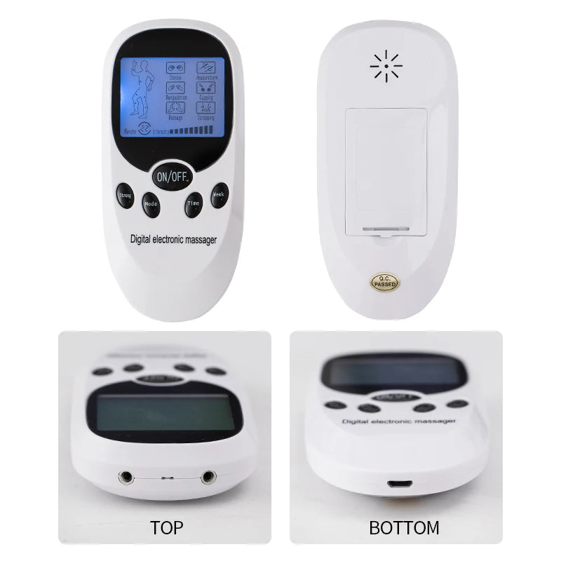 16-Mode Digital TENS + EMS Pulse Massager – Portable Electric Muscle Stimulator Device for Back & Neck Pain Relief at Home