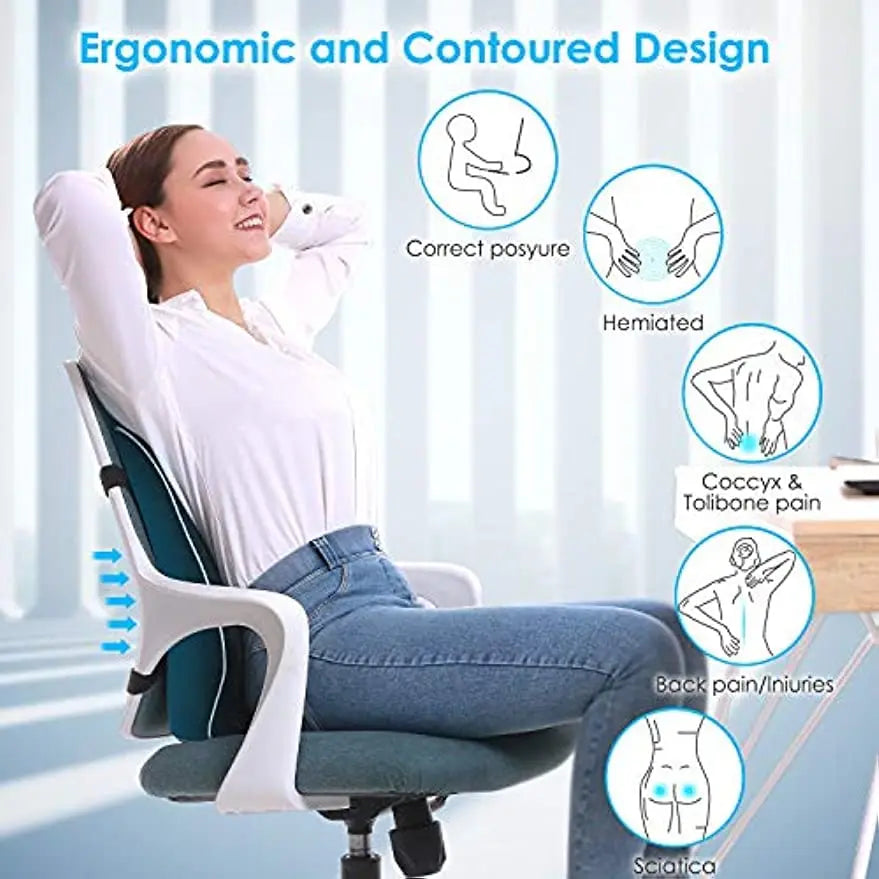 Memory Foam Car Seat Cushion – Non-Slip Lumbar Support Pad for Office & Gaming Chairs