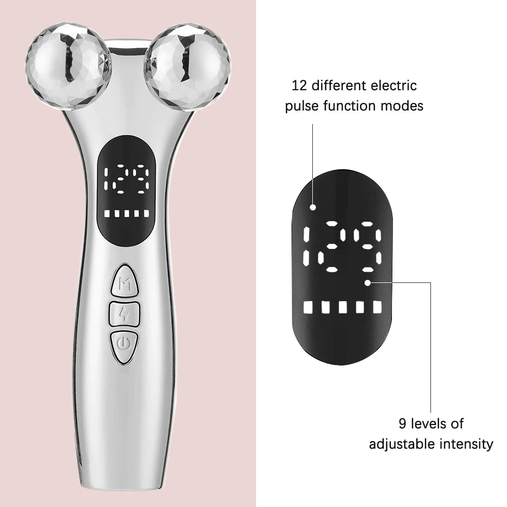 Electric Facial Microcurrent Beauty Device with LED Display – Face Lifting Roller Massager for Skin Tightening – Best Gift for Mom and Skincare Lovers