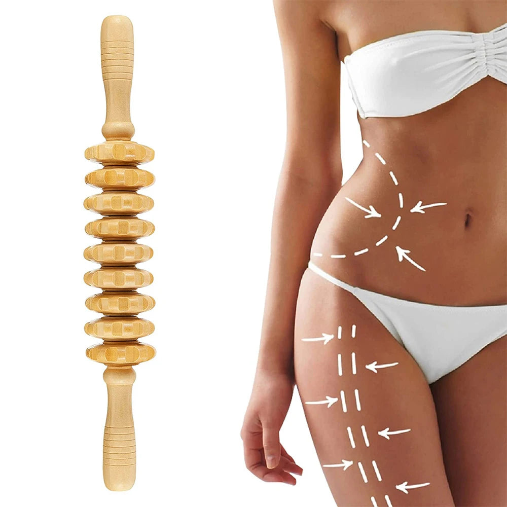 Curved Wood Massage Roller Stick – Lymphatic Drainage & Wood Therapy Tool for Anti-Cellulite & Body Sculpting (Maderoterapia Colombiana)