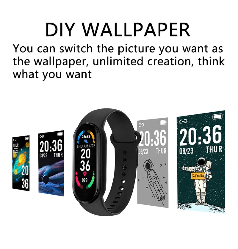M6 Fitness Smartwatch (Unisex) – Heart Rate & Blood Pressure Tracker