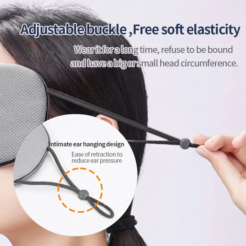 Adjustable hot and cold sleep mask with soft elastic strap and ear hanging design for comfort