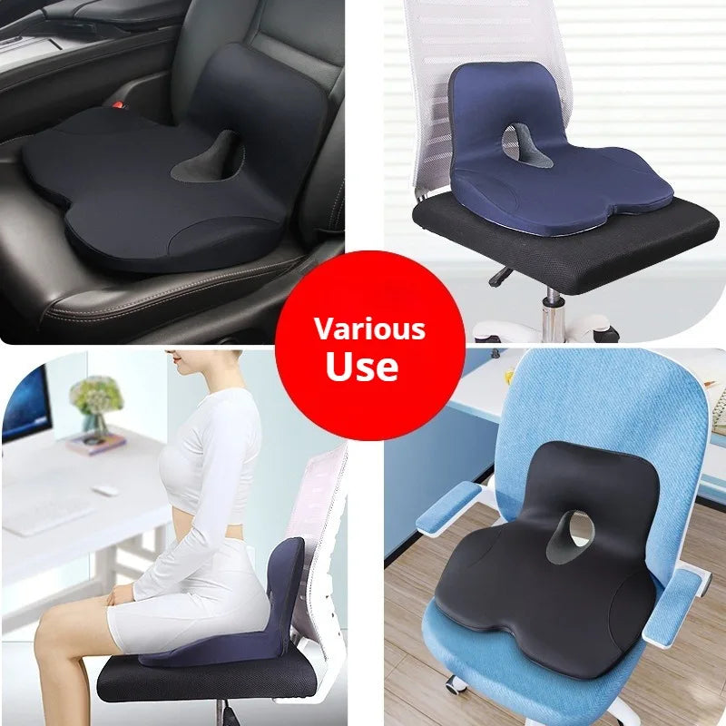 L-Shaped Integrated Office Chair Seat Cushion – Memory Foam for Hip & Waist Support, Anti-Slip Bottom for Pressure-Reducing Comfort