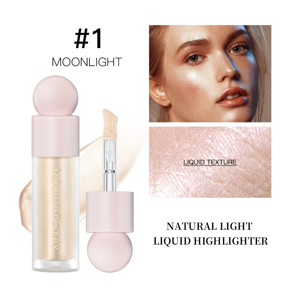 Liquid Highlighter & Bronzer – 4 Color Face Contouring Shimmer Makeup, Illuminating Glow High Lighter Fluid