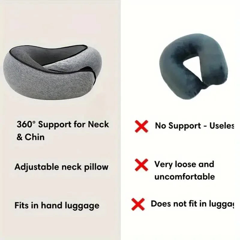 Memory Foam Travel Neck Pillow – U-Shaped Snail Design for Adjustable Support