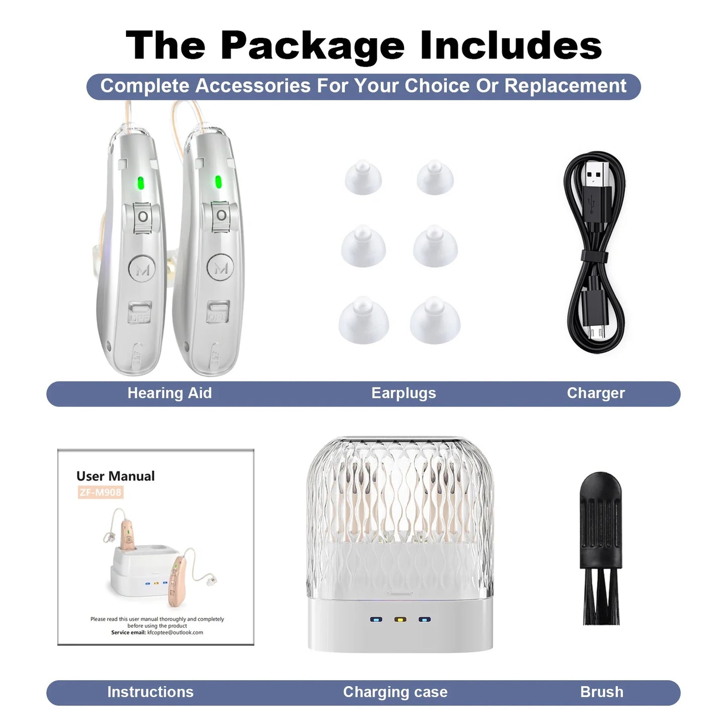 Rechargeable Digital Hearing Aid – Behind the Ear Sound Amplifier with Noise Cancelling & USB Charging Case for Elderly Deaf Care